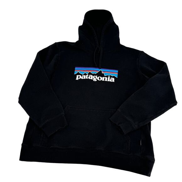 Patagonia Uprisal Hoody Logo Script Outdoors Hoodie Black Size Large - Picture 2 of 9